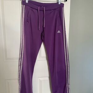 Adidas Joggers in Purple with grey Stripes